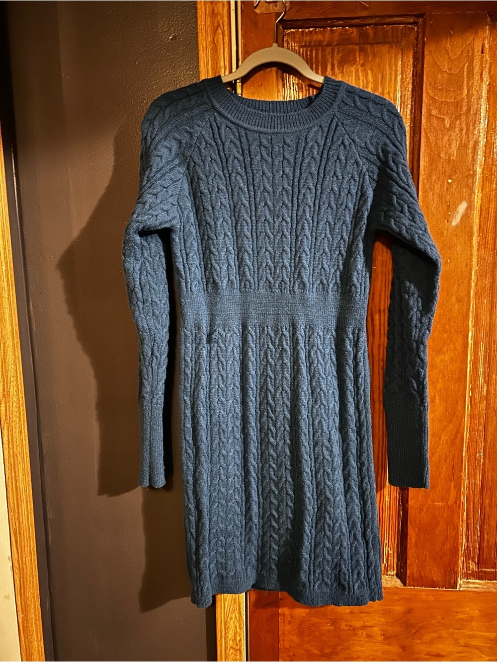 SHEIN Dark Teal Cable Knit Long Sleeve Dress